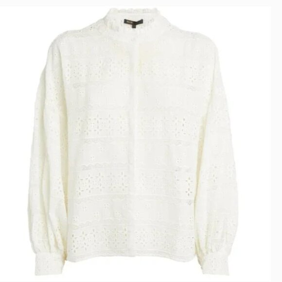 MAJE Ceanno Embroidered Blouse Size 0 - Picture 4 of 4